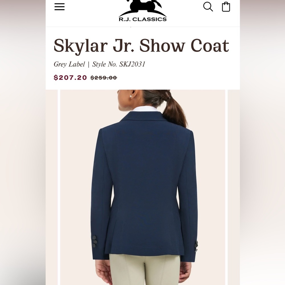 RJ Classics Skylar Jr. Show Coat - Girls 8s Navy - Picture 2 of 7